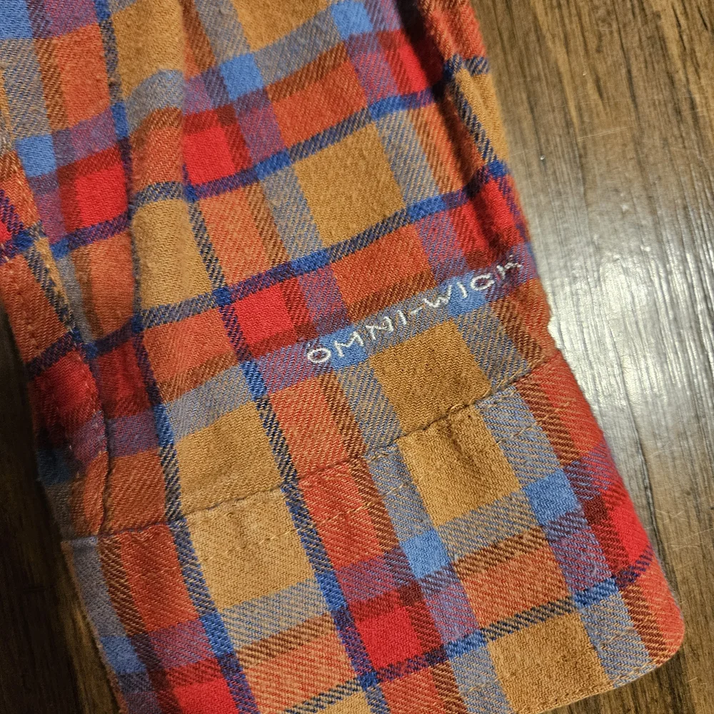 Columbia Flannel Plaid Button-Down Shirt - Red and Brown - Picture 2 of 5